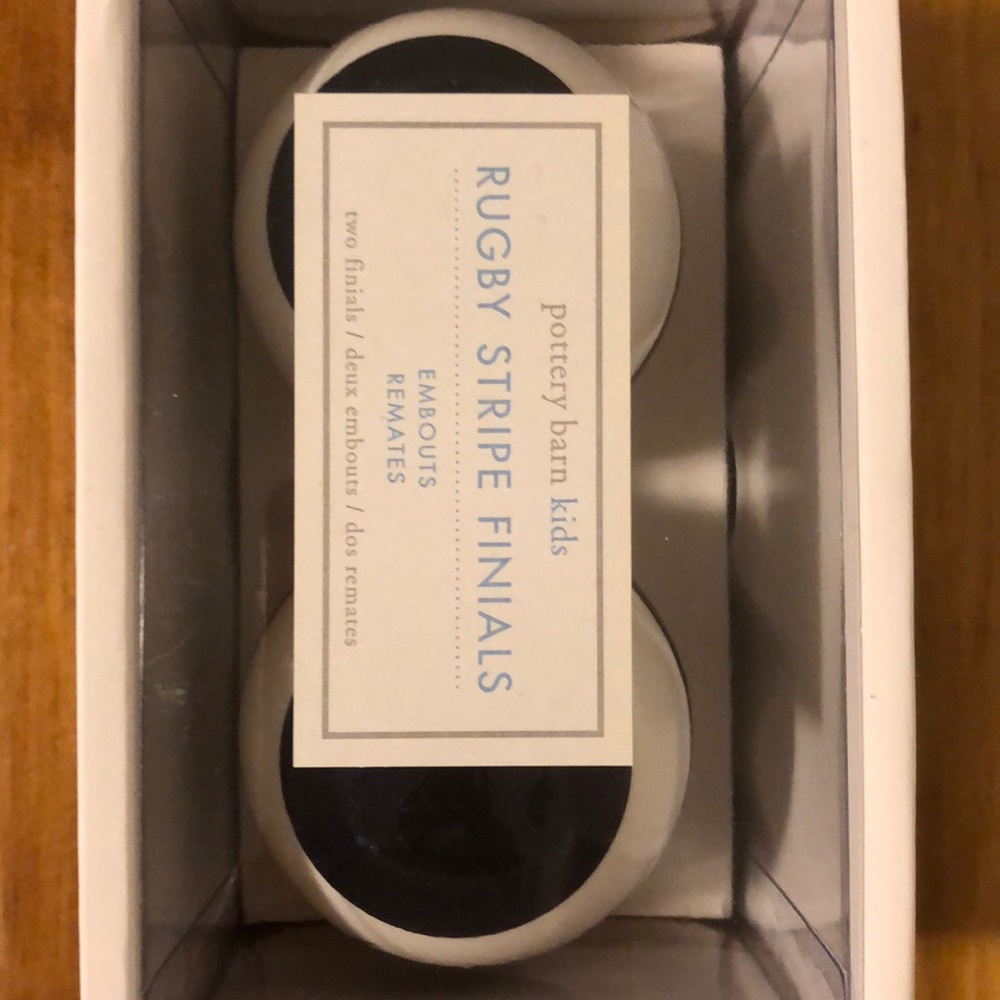Pottery Barn Kids Navy White striped finials